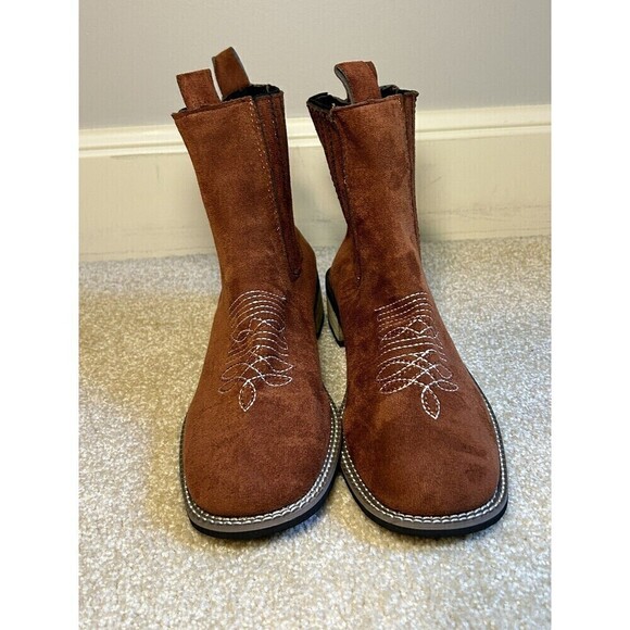 Unbranded Shoes - Brown Suede Cowboy Ankle Boots Size 39 Women’s